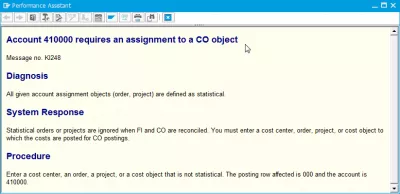 SAP가 KI248 계정을 해결하려면 CO 오브젝트에 대한 배정이 필요합니다. : 오류 SAP 설명
