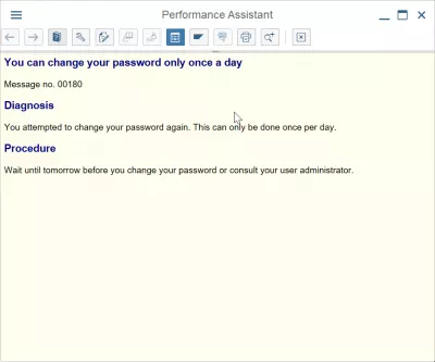 Kaip pakeisti slaptažodį SAP? : Galite keisti slaptažodį tik kartą per dieną error message number 00180 detail