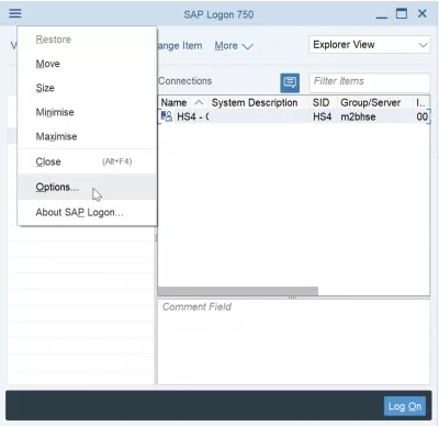 تغيير لغة تسجيل الدخول SAP NetWeaver في 2 خطوات سهلة : إدخال الخيارات في قائمة تسجيل الدخول SAP
