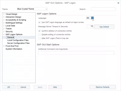 간단한 2 단계로 SAP NetWeaver 로그온 언어 변경 : SAP 로그온 옵션 일반 메뉴