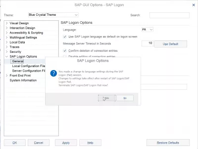 Canvieu l’idioma d’inici de sessió de SAP NetWeaver en dos passos fàcils : La configuració de les opcions d’inici de sessió SAP canvia la notificació