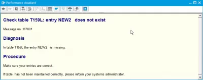 Πώς να λύσετε SAP Σφάλμα M7001 Ελέγξτε τον πίνακα T159L: Η καταχώρηση δεν υπάρχει : Σφάλμα M7001 Περιγραφή στον Βοηθό απόδοσης