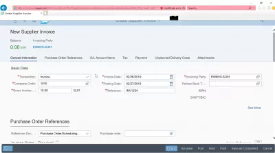 Kako stvoriti fakturu dobavljača u SAP-u? FB60 u SAP FIORI : Opće informacije za fakturu dobavljača SAP