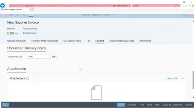Hvordan oprettes en leverandørfaktura i SAP? FB60 i SAP FIORI : Uplanlagte leveringsomkostninger fane og vedhæftede filer