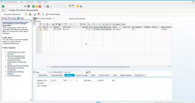 Cómo crear una solicitud de pedido en SAP usando ME51N : Crear pestaña de valoración de solicitud de compra