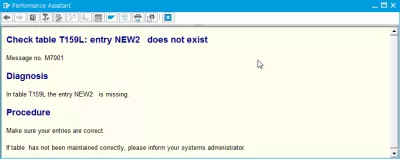 エラーメッセージM7001 Check table T159L entry does not exist : SAPエラーメッセージM7001チェックテーブルT159Lエントリが存在しません