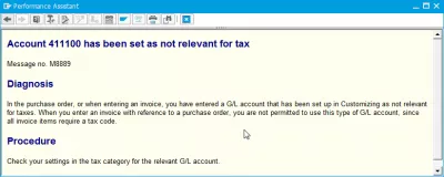 Mesajul de eroare Contul M8889 a fost setat ca nerelevant pentru impozite : Contul de eroare SAP M8889 nu a fost setat ca relevant pentru impozit