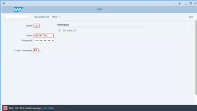 SAP GUI: ഭാഷ എങ്ങനെ മാറ്റാം? ട്രബിൾഷൂട്ടിംഗ് : SAP ലോഗോൺ ഭാഷ തിരഞ്ഞെടുക്കൽ പിശക്: ഇൻസ്റ്റാളുചെയ്ത ഭാഷകളിൽ ഒന്ന് തിരഞ്ഞെടുക്കുക