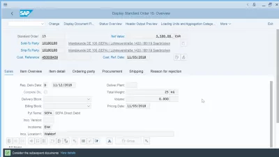 SAP S/4 HANA-da satış siparişi yaratmaq : SAP-da satış sifarişləri göstərilir