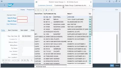 Comment créer une commande client dans SAP S/4 HANA : Sélection du donneur d'ordre dans la liste des clients