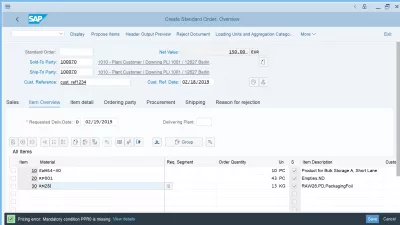 SAP S/4 HANA में विक्रय ऑर्डर कैसे बनाएं : बिक्री आदेश उत्पाद लाइनों में प्रवेश करना