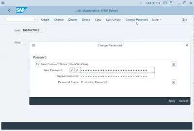 Cum Se Poate Reseta Și Modifica Parola SAP? : Changing SAP password in SAP password change Tcode SU01 - Întreținerea utilizatorului