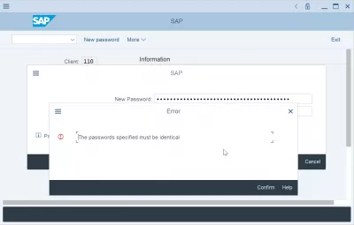 จะรีเซ็ตและเปลี่ยนรหัสผ่าน SAP ได้อย่างไร : ข้อความแสดงข้อผิดพลาดรหัสผ่านที่ระบุจะต้องเหมือนกัน