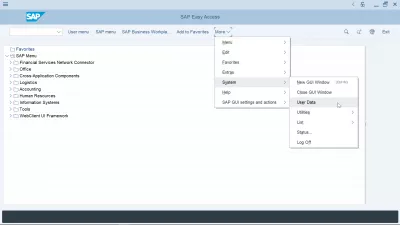 Làm Cách Nào Để Thiết Lập Lại Và Thay Đổi Mật Khẩu SAP? : Menu dữ liệu người dùng trong giao diện GUI của SAP