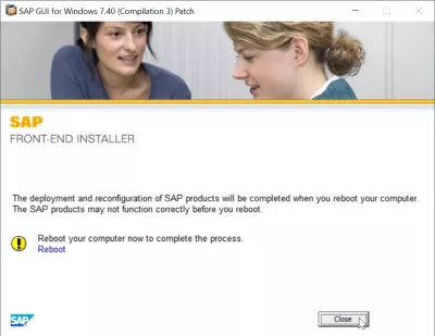 Шаги установки SAP GUI 740 : Запрос исправления установщика SAP GUI для перезагрузки компьютера