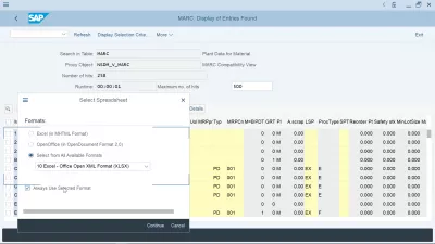 SAP څنګه د Excel سپریمشټ ته صادرول؟ : د SAP صادراتو سپریډ شیټ ډیفالټ ب formatه: په راپور کې ښي کلیک سره د ډیفالټ صادراتو ب formatه بدل کړئ او سپریډشیټ مینو غوره کړئ