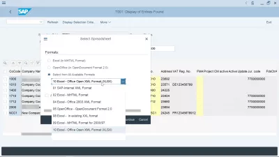 SAP Hogyan Exportálható Excel Táblázatba? : SAP táblázatkezelő exportálás Excel formátumba