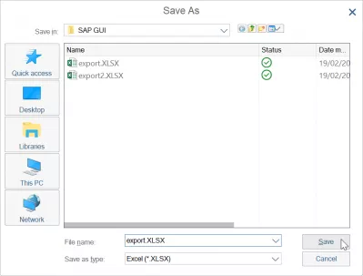 SAP Kā Eksportēt Uz Excel Izklājlapu? : Datu eksportēšana saglabā failu kā ātru