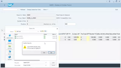 SAP如何導出到Excel電子表格？ : 確認另存為文件已存在