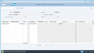 ME47 SAP-tilbudsoprettelse til køb i enkle trin : Opret leveringsplan for tilbud