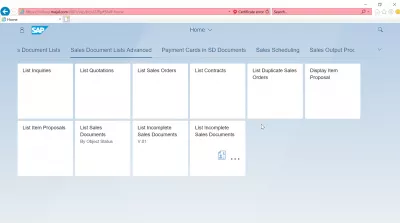 List of SAP S4 HANA FIORI εφαρμογές : Λίστες εγγράφων πωλήσεων Σύνθετες εφαρμογές SAP S4 HANA FIORI