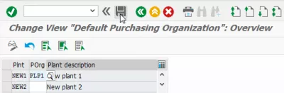 SAP Assignació de l'organització de compres al codi de l'empresa i a la planta : Compreu l'entrada d'org per a l'assignació de la planta