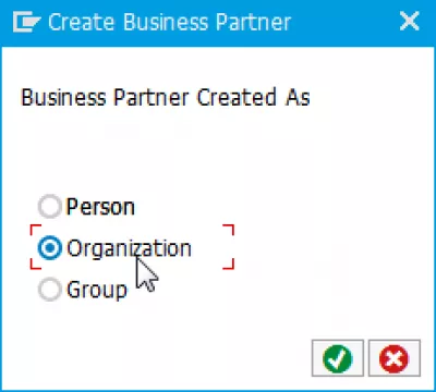 SAP Informacije o kupovini dobavljač zapisa još nije stvoren kupovnom organizacijom : Izbor tipa SAP Business partnera