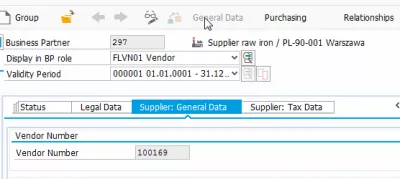 SAP Kaufinfo-Rekordlieferant noch nicht von der Einkaufsorganisation erstellt : SAP PIR Allgemeine Daten mit neuer Lieferantennummer