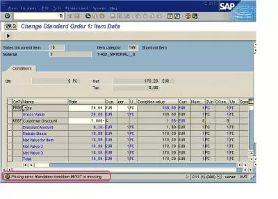 SAP د نرخ کولو تېروتنه حل کوي: معتبر حالت MWST ورک دی : د SAP قیمت ارزونه تېروتنه: معتبر حالت MWST ورک دی