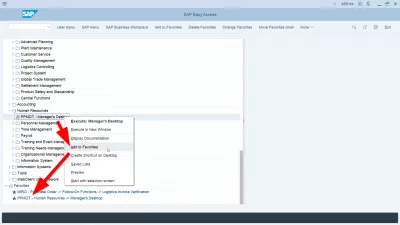 Відображення технічних назв у SAP : Додавання транзакційного коду у вибране в SAP Easy Access