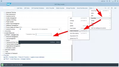 Exibir nomes técnicos no SAP : Adicionando um código de transação no menu SAP