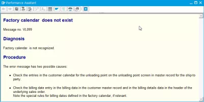 Solucionar problemas no calendário de fábrica no SAP não existe : Calendário de fábrica no SAP não existe erro