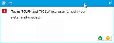 SAP Xətlərin TCURM və T001W səhvlərini necə həll etmək olar? : Hata mesajı ekranı